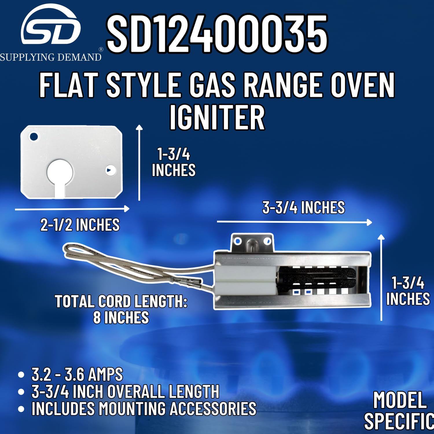 Supplying Demand 12400035 W10127324 Flat Style Gas Range Oven Igniter Installation Kit - Image 4
