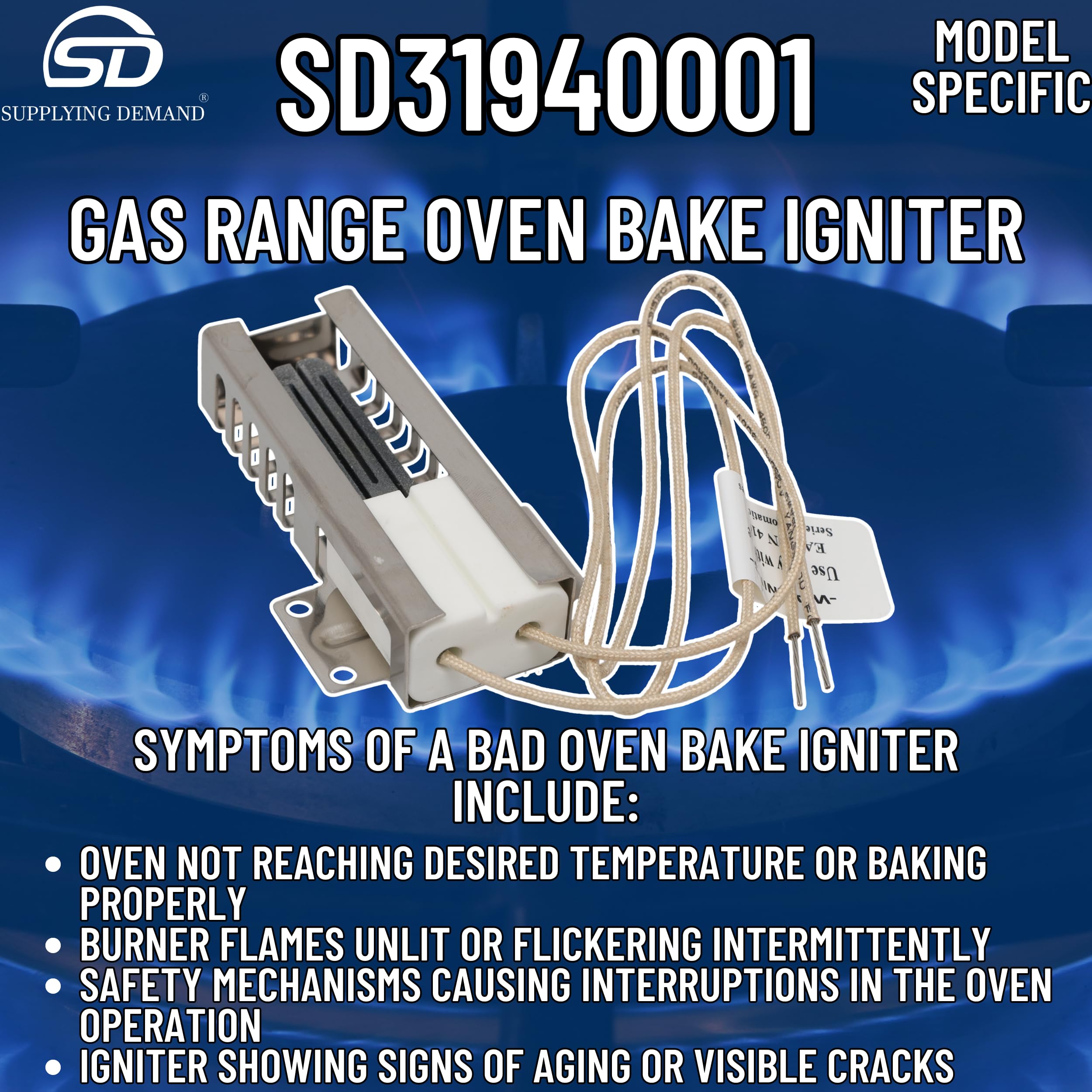 Supplying Demand 31940001 0316223 Gas Range Oven Bake Igniter Replacement Model Specific Not Universal - Image 5