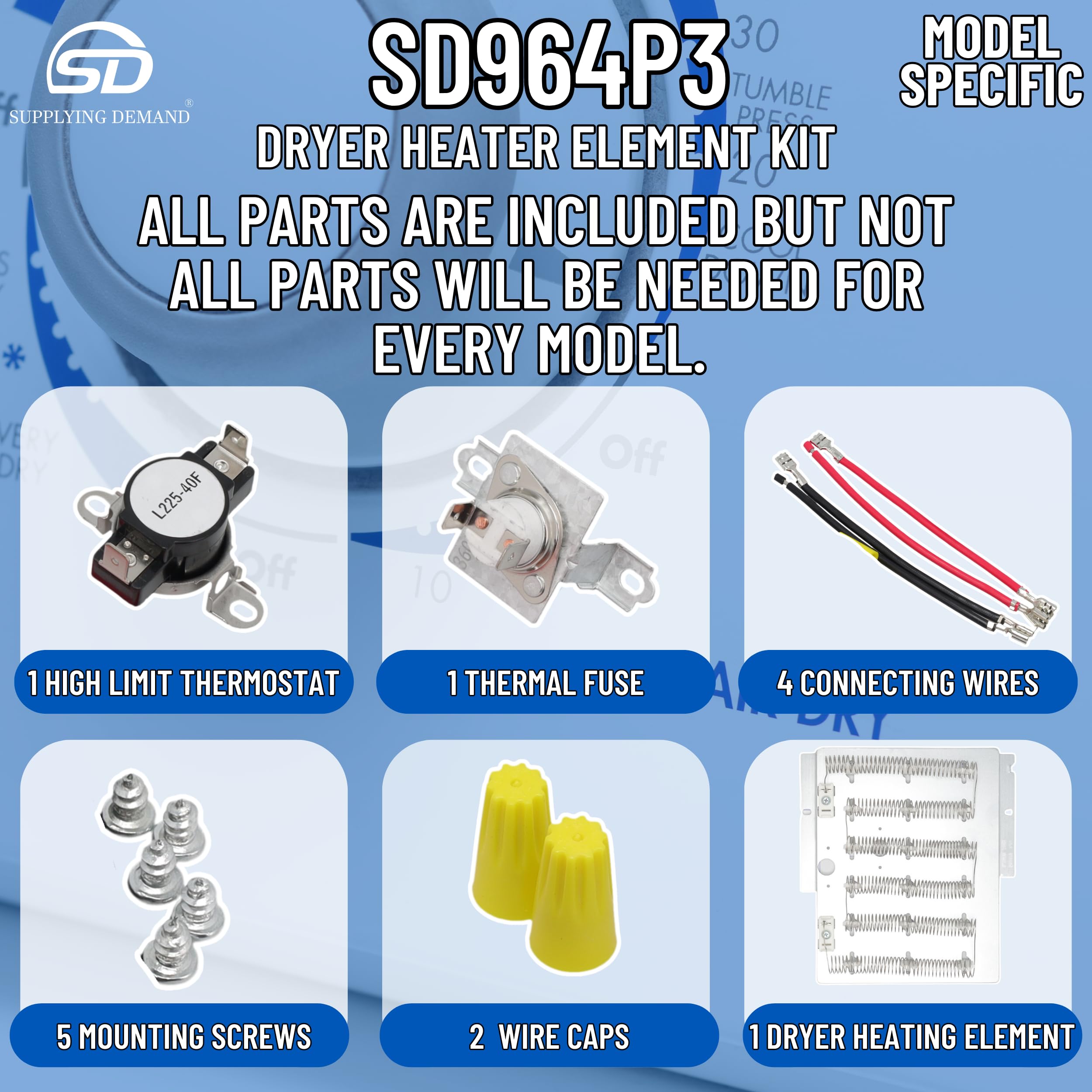 Supplying Demand 964P3 Dryer Heating Element Kit - Replaces 2304695, AP4489047 - Image 5