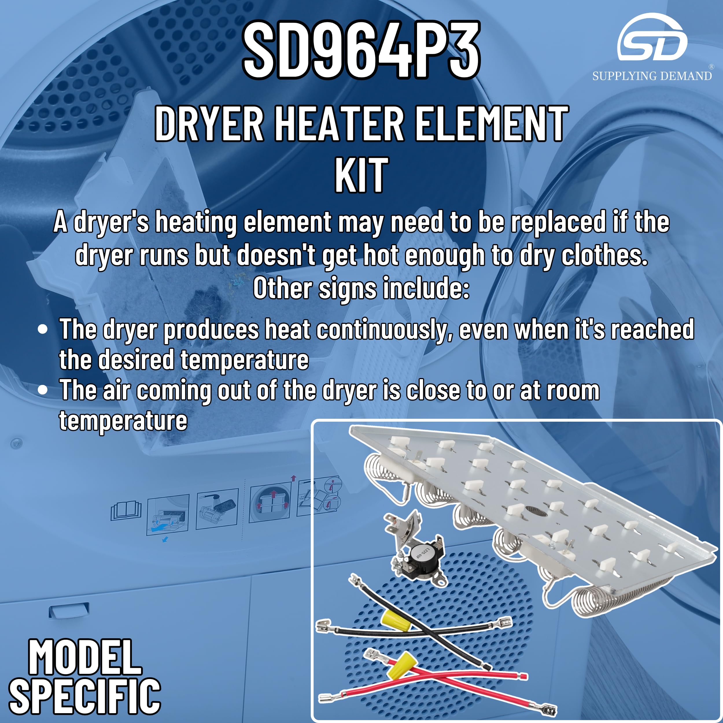 Supplying Demand 964P3 Dryer Heating Element Kit - Replaces 2304695, AP4489047 - Image 8