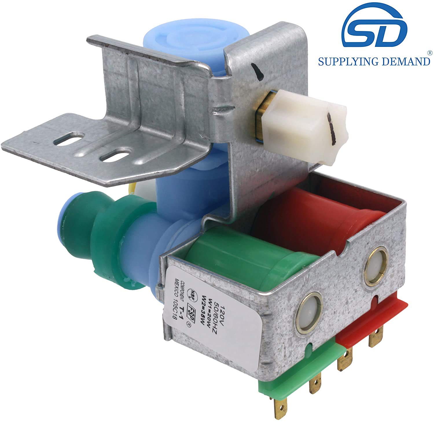 Supplying Demand W10853654 2188778 Refrigerator Dual Coil Water Inlet Valve Replacement Kit with Bracket and Hardware - Image 3