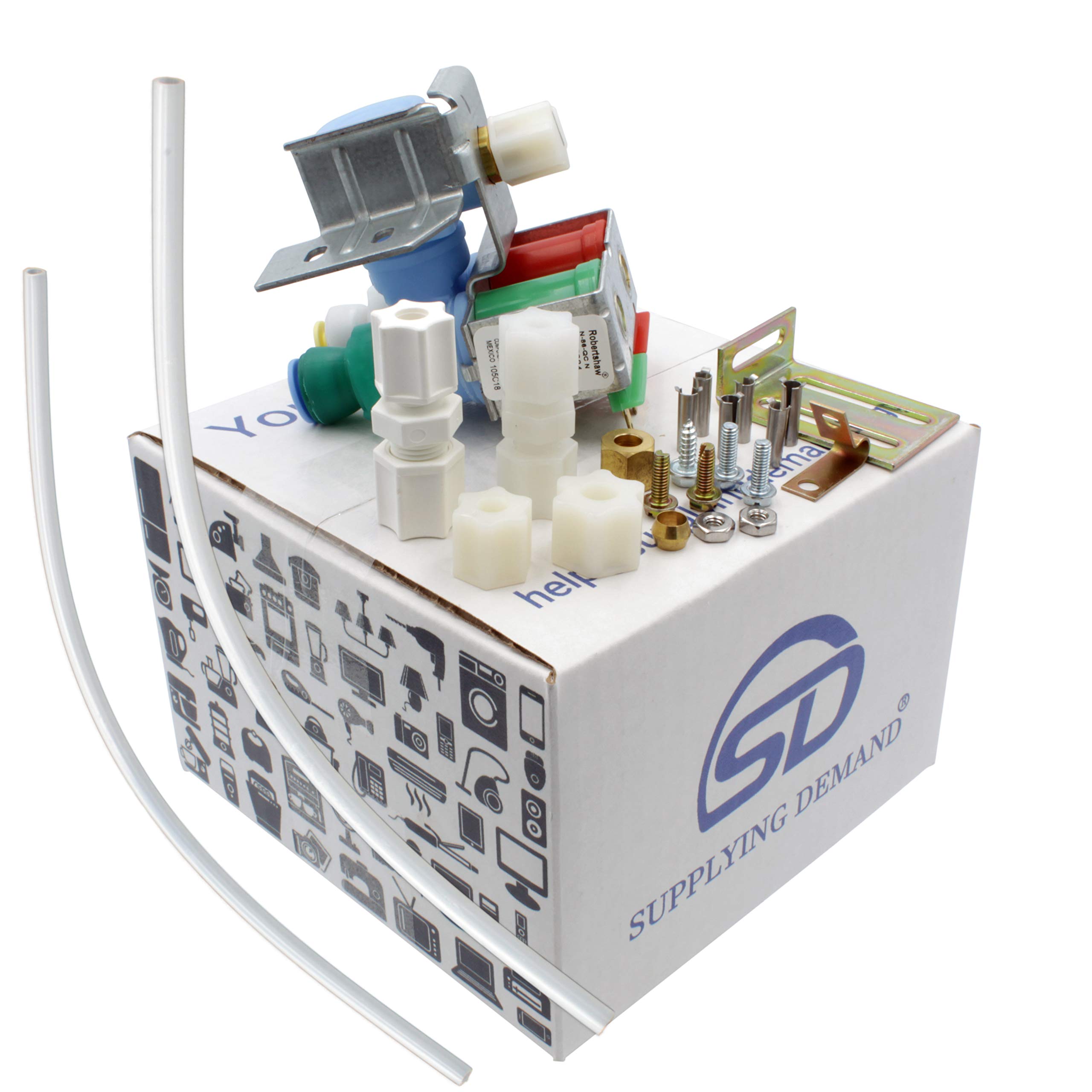 Supplying Demand W10853654 2188778 Refrigerator Dual Coil Water Inlet Valve Replacement Kit with Bracket and Hardware - Image 5