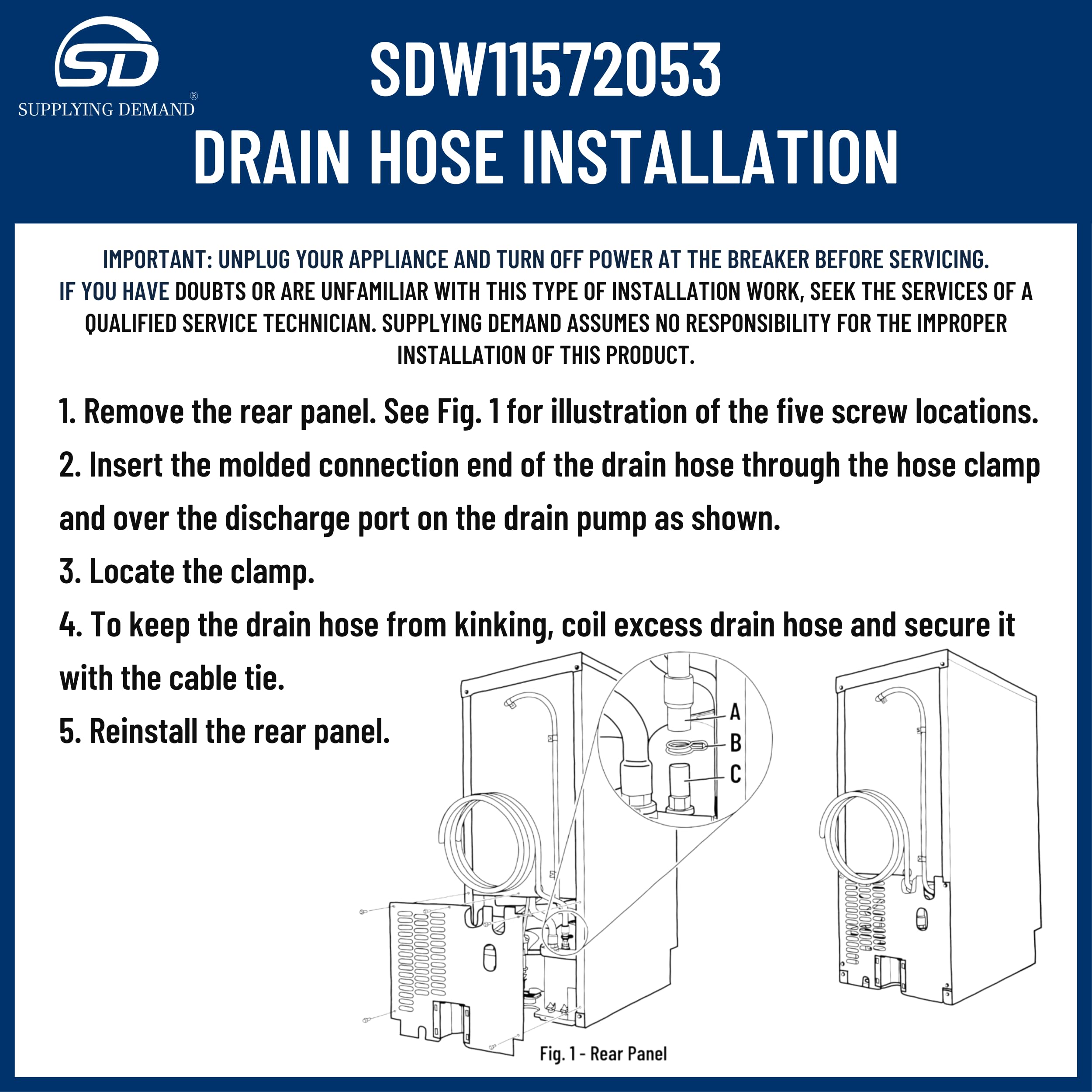 Supplying Demand W11572053 W10217945 Ice Maker Drain Hose Replaces W11766555 - Image 3