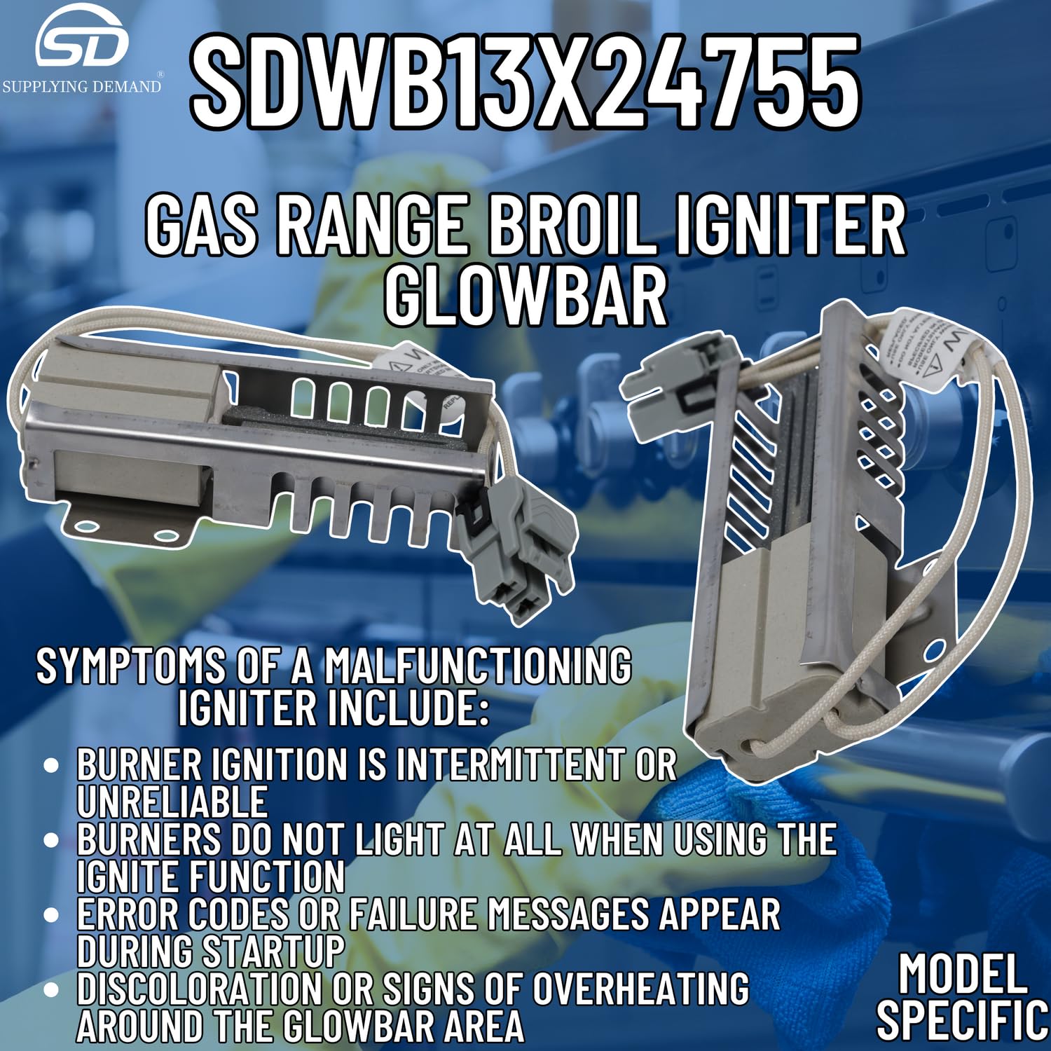 Supplying Demand WB13X24755 4379285 Gas Range Broil Igniter Glowbar Replacement - Image 7