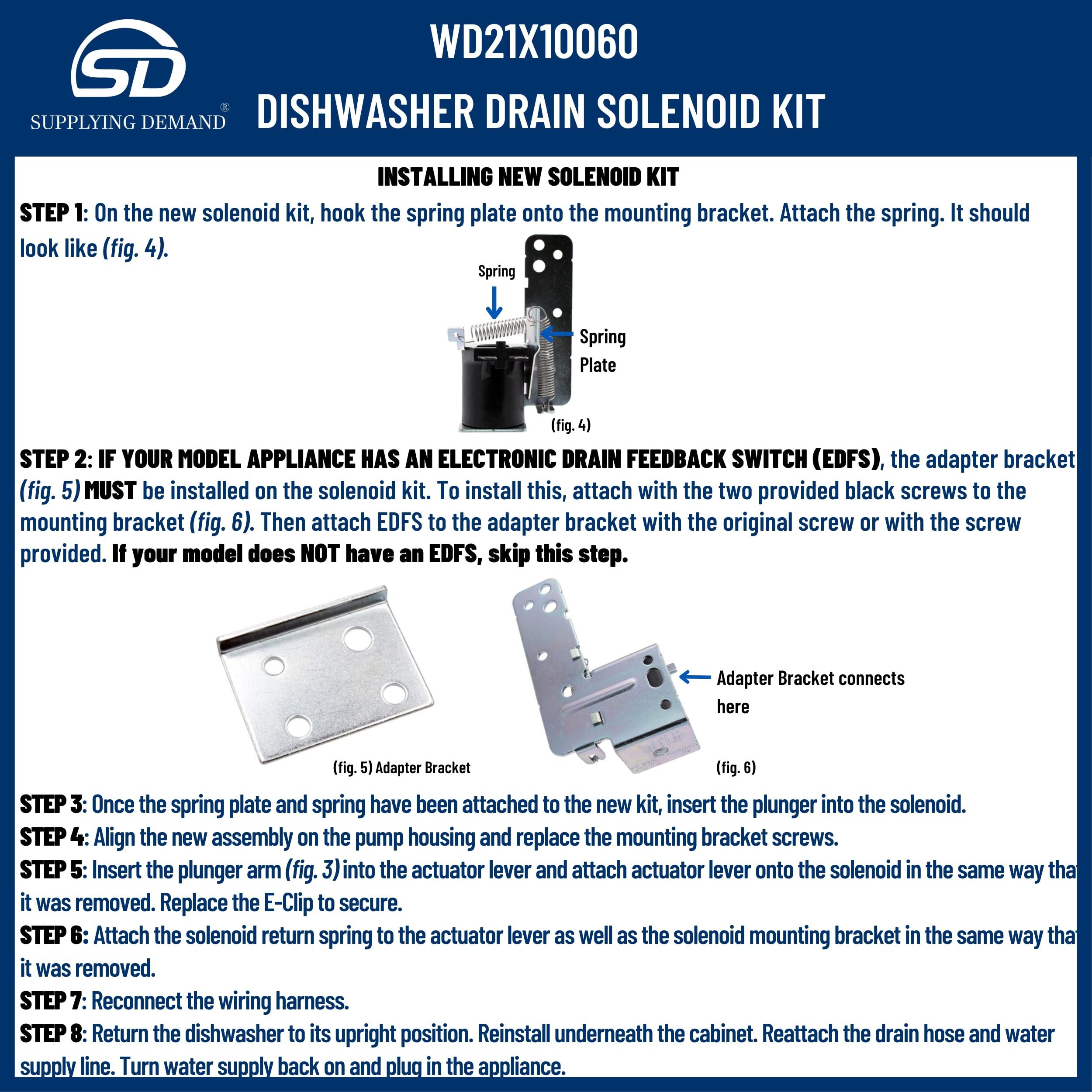 Supplying Demand WD21X10060 WD21X10064 Dishwasher Drain Solenoid Replacement Kit with Armature and Linkage Model Specific Not Universal - Image 9